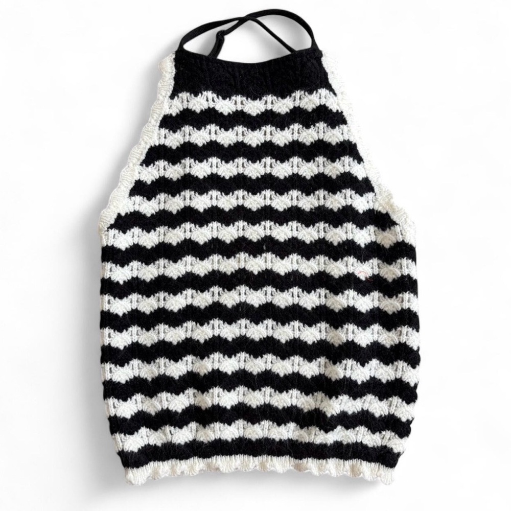 Elegant Black and White Women's Halter Sweater
